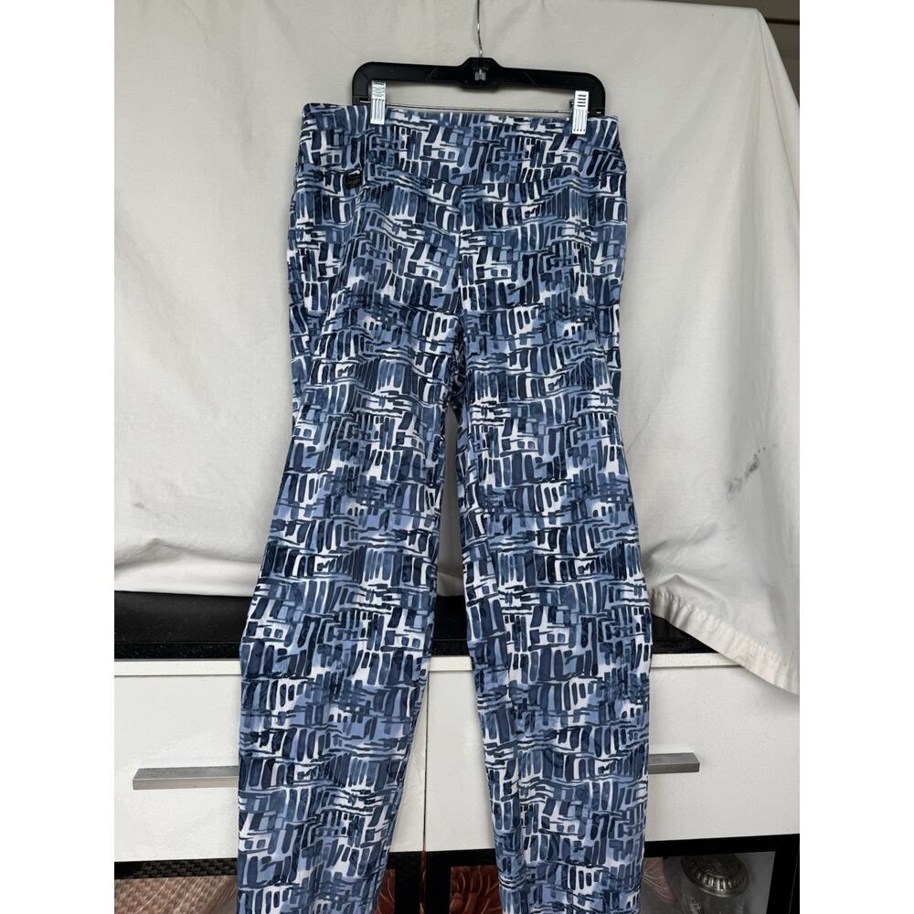 Lisette Montreal Sz 10 Pull On Pants Blue Abstract‎ Geometric Pants Resort Chic